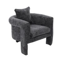 Modern Style Accent Chair, Ergonomic Armrest, Comfortable Backrest, Soft Seat, Durable Woven Velvet Fabric, 33.9" L x 31.9" W x 31.5" H, 330 lbs Capacity, Rock Black(m-2)