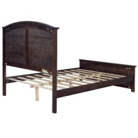 Vinsetto Farmhouse Wooden Platform Full Size Bed with Curl Design Headboard and Footboard, Sturdy Structure, Easy Assembly, No Box Spring Needed, Espresso(m-11)