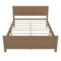 Vinsetto Farmhouse Style Queen Size Wood Platform Bed Frame with Headboard, Mattress Foundation with Wood Slat Support, No Box Spring Needed, 6.06" Underbed Clearance, 500 lbs Weight Capacity, Walnut(m-7)