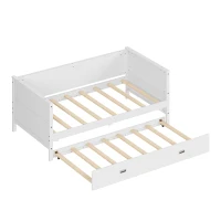 Vinsetto Twin Size Solid Wood Daybed with Trundle, Pine Wood Frame, No Box Spring Needed, Easy Assembly, 79"L x 41"W x 29.5"H, White(m-2)