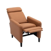 Modern Adjustable Recliner Chair, PU Leather, Fully-Padded, Water-Resistant, 330 lbs Capacity, 27.2" x 33.1" x 41.3", Burnt Orange(m-8)