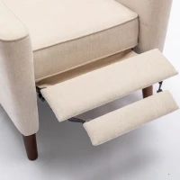 Mid Century Chenille Wingback Recliner Chair with Armrest and Solid Wood Legs, Button Tufted Pushback Recliner, 34.25" x 34.25" x 41.0", Tan(m-7)
