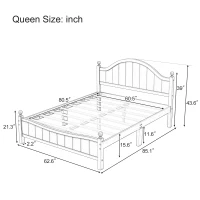 Vinsetto Traditional Queen Size Solid Wood Platform Bed, No Box Spring Needed, 500 LBS Weight Capacity, Easy Assembly, Gray(m-3)