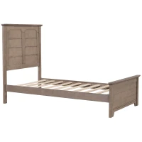 Vinsetto Farmhouse Wooden Platform Twin Size Bed with Panel Design Headboard and Footboard, Sturdy Structure, Easy Assembly, No Box Spring Needed, Ash Brown(m-8)