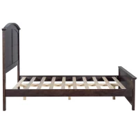 Vinsetto Farmhouse Wooden Platform Full Size Bed with Curl Design Headboard and Footboard, Sturdy Structure, Easy Assembly, No Box Spring Needed, Espresso(m-8)
