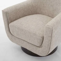 U-shaped Fully Assembled Swivel Linen Accent Armchair with Solid Wood Base, 360° Rotation, 30.7" L x 30.7" W x 30.9" H, Flax Beige(m-7)