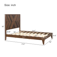 Vinsetto Mid-Century Modern Full Size Platform Bed with Solid Pine Wood Frame, Wood Slat Support, No Box Spring Needed, 400 lbs Weight Capacity, Walnut(m-3)