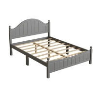 Vinsetto Traditional Queen Size Solid Wood Platform Bed, No Box Spring Needed, 500 LBS Weight Capacity, Easy Assembly, Gray(m-2)