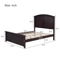 Vinsetto Farmhouse Wooden Platform Full Size Bed with Curl Design Headboard and Footboard, Sturdy Structure, Easy Assembly, No Box Spring Needed, Espresso(m-3)