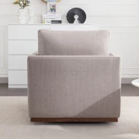 Mid Century Modern Swivel Accent Chair, 360-Degree Rotation, Rubber Wood Base, Linen Fabric, 33.9" L x 30.3" W x 35" H, Light Gray(m-5)