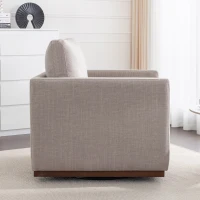 Mid Century Modern Swivel Accent Chair, 360-Degree Rotation, Rubber Wood Base, Linen Fabric, 33.9" L x 30.3" W x 35" H, Light Gray(m-4)