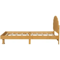 Kids Twin Size Cookie-Shaped Platform Bed with Solid Pine Wood Structure, Easy Drop-In Mattress Setup, 77.6" x 41.3" x 37.4", Walnut(m-10)