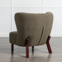 Accent Upholstered Armless Chair Lambskin Sherpa Single Sofa Chair with Wooden Legs, Modern Reading Chair for Living Room Bedroom Small Spaces, 29.5"x20.5"x26", Green(m-5)