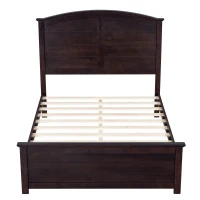 Vinsetto Farmhouse Wooden Platform Full Size Bed with Curl Design Headboard and Footboard, Sturdy Structure, Easy Assembly, No Box Spring Needed, Espresso(m-9)