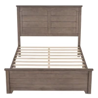 Vinsetto Farmhouse Wooden Platform Queen Size Bed with Panel Design Headboard and Footboard, Sturdy Structure, Easy Assembly, No Box Spring Needed, 84.1" x 64.2" x 51.8", Ash Brown(m-11)