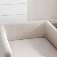 Mid Century Modern Swivel Accent Chair, 360-Degree Rotation, Rubber Wood Base, Linen Upholstery, 33.9" L x 30.3" W x 35" H, Beige(m-6)