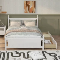 Vinsetto Full Size Solid Wood Platform Bed Frame with 2 Drawers, No Box Spring Needed, Pine Wood and MDF, 79.9" L x 56.2" W x 39" H, White(m-1)