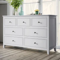 Vinsetto 7-Drawer Solid Wood Dresser with Pine Wood Frame, Metal-Glide Drawers and Safety Stops, 51.38" x 34.45" x 18.7", White(m-1)
