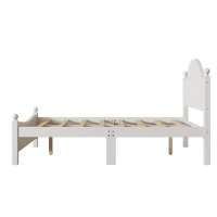 Vinsetto Traditional Queen Size Solid Wood Platform Bed, No Box Spring Needed, 500 lbs Weight Capacity, Easy Assembly, White(m-8)