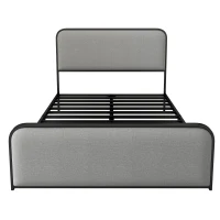 Vinsetto Modern Full Size Metal Bed Frame with Curved Upholstered Headboard and Footboard, Under Bed Storage, Heavy Duty Metal Slats, Grey(m-7)