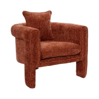 Modern Style Accent Chair, Ergonomic Armrest, Soft Seat, Durable Woven Velvet Fabric, 33.9" L x 31.9" W x 31.5" H, 330 lbs Capacity, Burnt Orange(m-2)