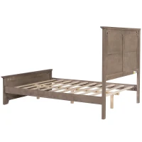 Vinsetto Farmhouse Wooden Platform Full Size Bed with Panel Design Headboard and Footboard, Sturdy Structure, Easy Assembly, 78.9" L x 57.9" W x 51.8" H, Ash Brown(m-10)