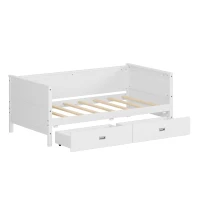 Vinsetto Twin Size Solid Wood Daybed with Two Drawers, No Box Spring Needed, Pine Wood Frame, 79"L x 41"W x 29.5"H, White(m-2)