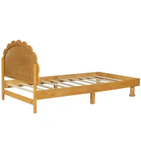 Kids Twin Size Cookie-Shaped Platform Bed with Solid Pine Wood Structure, Easy Drop-In Mattress Setup, 77.6" x 41.3" x 37.4", Walnut(m-11)