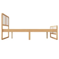 Vinsetto Modern Style Queen Size Solid Wood Platform Bed, No Box Spring Needed, Smooth Edges, 440 LBS Weight Capacity, Pine Wood + MDF, White+Walnut(m-6)