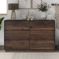 Vinsetto Mid-Century Modern 6-Drawer Dresser, Dark Walnut Finish, Smooth Metal Runners, Easy to Clean, Scratch Resistant, 47.2" x 15.7" x 31.4", Dark Brown(m-1)