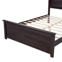 Vinsetto Farmhouse Wooden Platform Full Size Bed with Curl Design Headboard and Footboard, Sturdy Structure, Easy Assembly, No Box Spring Needed, Espresso(m-7)