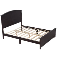 Vinsetto Farmhouse Wooden Platform Queen Size Bed with Curl Design Headboard and Footboard, Sturdy Structure, Easy Assembly, 84.1" x 64.2" x 51.8", Espresso(m-2)