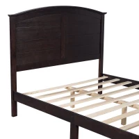 Vinsetto Farmhouse Wooden Platform Queen Size Bed with Curl Design Headboard and Footboard, Sturdy Structure, Easy Assembly, 84.1" x 64.2" x 51.8", Espresso(m-5)