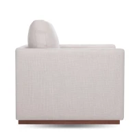 Mid Century Modern Swivel Accent Chair, 360-Degree Rotation, Rubber Wood Base, Linen Upholstery, 33.9" L x 30.3" W x 35" H, Beige(m-10)