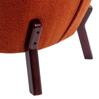 Accent Upholstered Armless Lambskin Sherpa Single Sofa with Wooden Legs, Modern Reading Chair for Living Room, Bedroom, Small Spaces, 29.5"x20.5"x26", Burnt Orange(m-8)