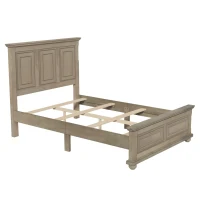Vinsetto Traditional Town and Country Style Pinewood Vintage Full Bed with Decorative Fretwork, Solid Frame, and No Box Spring Needed, 74" x 58.7" x 52.8", Stone Gray(m-2)