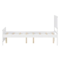 Vinsetto Farmhouse Style Full Size Wood Platform Bed Frame with Headboard, Mattress Foundation with Wood Slat Support, No Box Spring Needed, 450 lbs Capacity, 6.06" Underbed Clearance, White(m-8)