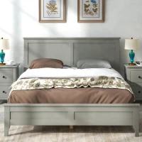 Vinsetto Modern Solid Wood Full Platform Bed, Pine Wood and MDF Frame, Slat Design Headboard, 600 lbs Weight Capacity, No Box Spring Required, 79.92" x 54.33" x 38.2", Gray(m-4)