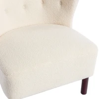 Accent Upholstered Armless Chair with Wooden Legs, Lambskin Sherpa Fabric, High-Density Foam, 330 lbs Capacity, 29.5"x20.5"x26", Cream(m-7)