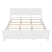 Vinsetto Farmhouse Style King Size Wood Platform Bed Frame with Headboard, Mattress Foundation with Wood Slat Support, No Box Spring Needed, 600 lbs Weight Capacity, 6.06" Underbed Clearance, White(m-6)