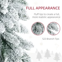 HOMCOM 6' Artificial Slim Flocked Christmas Trees, with Snow Frosted Branches, Downswept Shape, Steel Base(m-5)