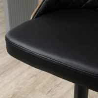 HOMCOM Modern Bar Stools PU Leather Set of 2 Swivel Bar Height Barstools Chairs with Adjustable Height, Round Heavy Metal Base and Footrest, Black(m-10)