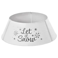 HOMCOM Metal Christmas Tree Collar, 26 Inch Round Christmas Tree Ring for Home Holiday Decoration, White(m-11)