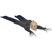 HOMCOM62 Inch/5.2ft Life Size Outdoor Halloween Decoration Crawling Zombie, Animated Prop Decor with Sound and Motion Activated, Light Up Eyes, Creepy Sound(m-11)