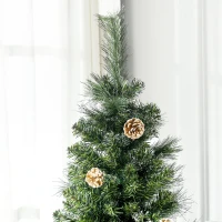 HOMCOM 6' Artificial Pencil Christmas Tree with Snow Frosted Branches, Auto Open, Steel Base(m-9)