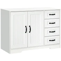 HOMCOM Modern Sideboard Buffet Cabinet with Drawers and Beadboard Door Cupboard Kitchen Storage Cabinet White(m-2)