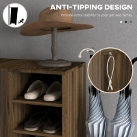 HOMCOM Shoe Storage with Double Doors and Open Shelves 17 Pair Shoe Storage Organizer for Entryway Hallway Walnut(m-6)