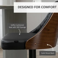 HOMCOM Modern Bar Stools PU Leather Set of 2 Swivel Bar Height Barstools Chairs with Adjustable Height, Round Heavy Metal Base and Footrest, Black(m-5)