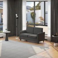 HOMCOM 2-Seat Sofa Two-Seater Couch with Armrests and Wood Legs for Living Room, Bedroom, Dark Grey(m-8)