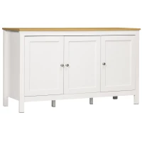 HOMCOM Sideboard, Buffet Cabinet with Doors and Adjustable Shelves for Living Room, Entryway, White and Natural(m-11)